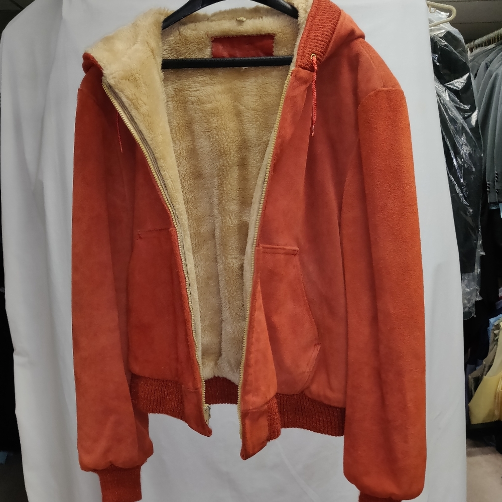William Barry Orange Suede Coat, Size 46R